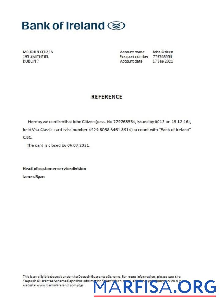 Realistic Ireland bank of Ireland closure reference example